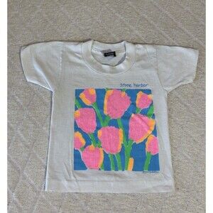 Vintage 90s Screen Stars Stone Harbor NJ Beach Flowers USA Made Tee Size 2/4 Yrs